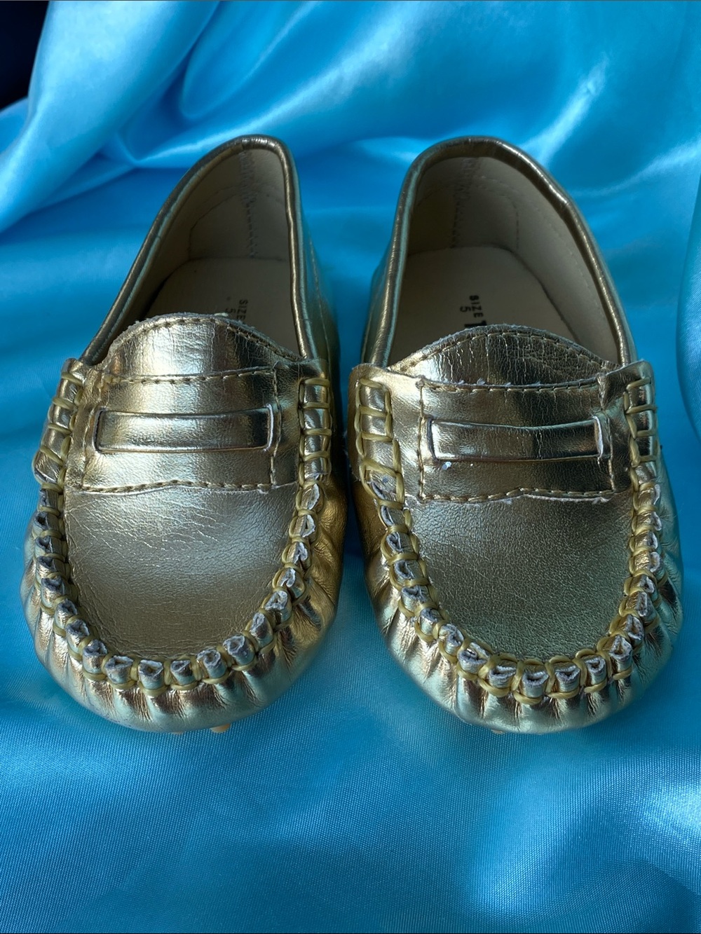Trumpette Metallic Gold Baby Loafers Shoes
